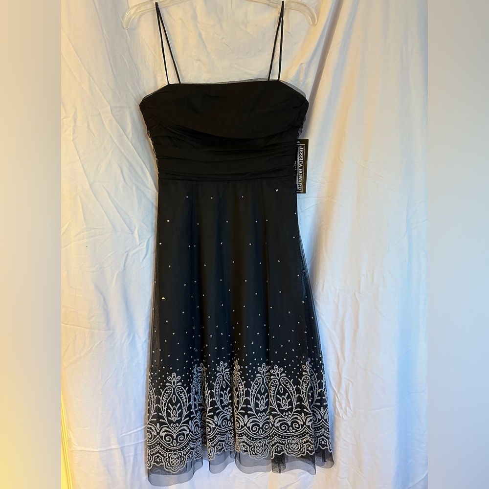 Jessica Howard Black Dress with Silver Accents